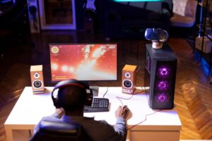 Suporte PS5 com refrigeração e carregamento RGB